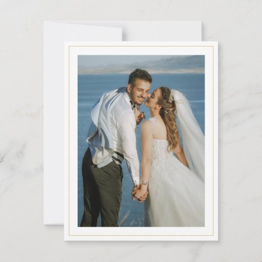 カスタムウェディングありがとうカップル名の写真 ノートカード (裏面)