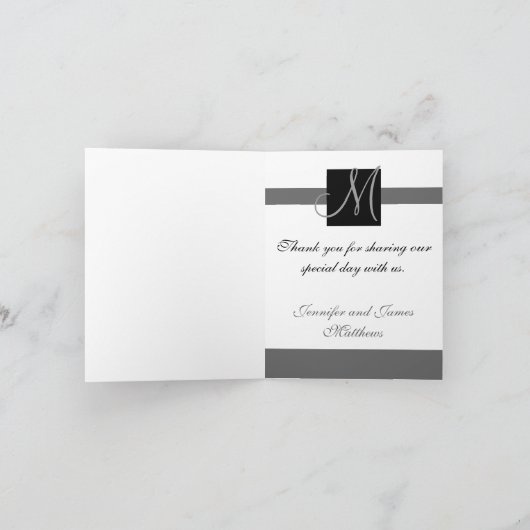 カスタムウェディングありがとうフォトカードメッセージグレー サンキューカード (内部)