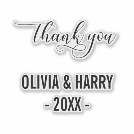 カスタムウェディングありがとう&名前コンタースタンプ シール (正面)