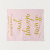 カスタムウェディングいつも結婚式の写真 タペストリー (正面(横))