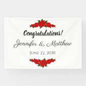 カスタムウェディングおめでとうバナーレッドローズ 横断幕 (横)