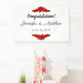 カスタムウェディングおめでとうバナーレッドローズ 横断幕 (インサイチュ)