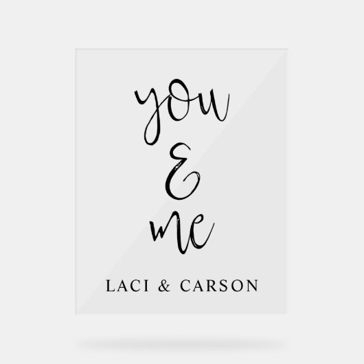 カスタムウェディングのサインエレガント-パーソナライズされたようこそ アクリルサイン (正面)