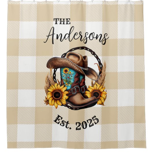 カスタムウェディングの名前と日付 シャワーカーテン (正面)