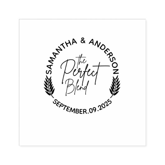 カスタムウェディングの名前と日付 |完璧なブレンド ラバースタンプ (インプリント)