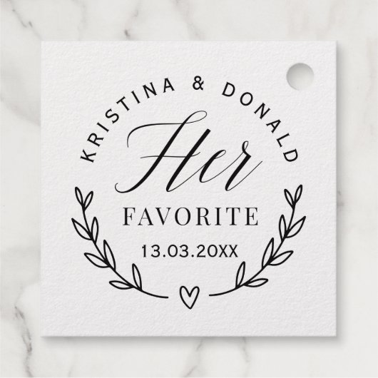 カスタムウェディングは彼女のお気に入りのクラシックラウンドセント フェイバータグ (裏面)