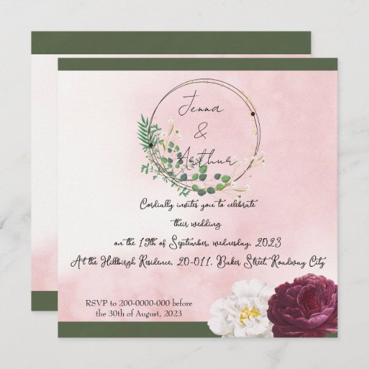 カスタムウェディングアナウンスカード 案内状 (正面/裏面)