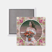 カスタムウェディングアニバーサリー秋の秋ピンク写真 マグネット (正面/裏面)