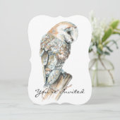 カスタムウェディングアニバーズバームフクロウのアート 招待状 (スタンド正面)