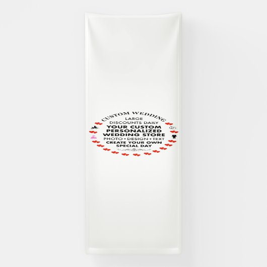 カスタムウェディングウェルカムサイン10' x 4'ビニールバナー 横断幕 (縦)