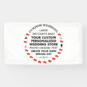 カスタムウェディングウェルカムサイン1.6' x 3'ビニールバナー 横断幕 (横)