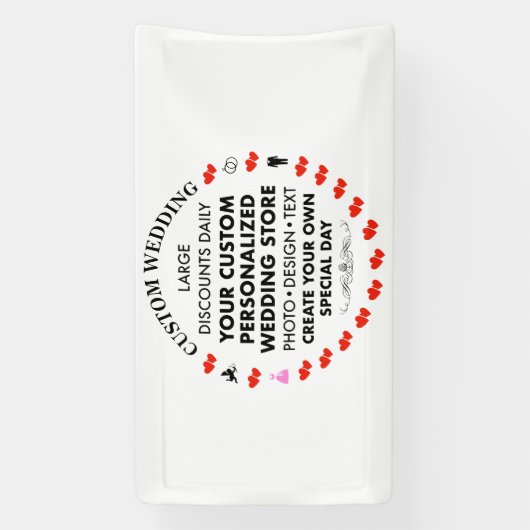 カスタムウェディングウェルカムサイン1.6' x 3'ビニールバナー 横断幕 (縦)