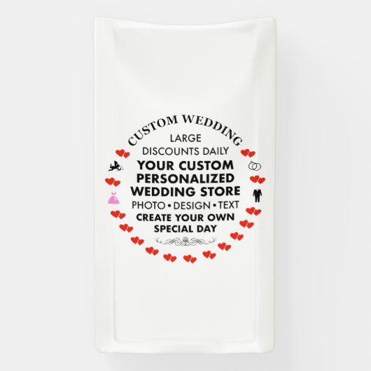 カスタムウェディングウェルカムサイン3' x 1.6'ビニールバナー 横断幕 (縦)