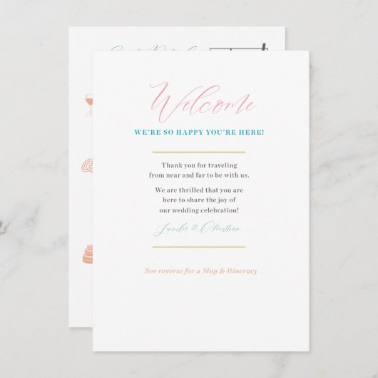 カスタムウェディングウェルカムマップカード： FOR Jennifer エンクロージャーカード (正面/裏面)