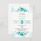 カスタムウェディングエレガントブルーフラワー 招待状 (正面/裏面)