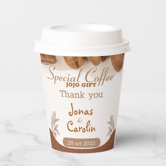 カスタムウェディングエレガントプロフェッショナルデザインコーヒー 紙コップ (正面)