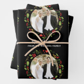 カスタムウェディングカップルのクリスマスフォトシックなブラック ラッピングペーパーシート (インサイチュ)