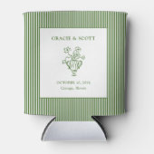 カスタムウェディングクラシックフローラグリーンストライプ 缶クーラー (正面)
