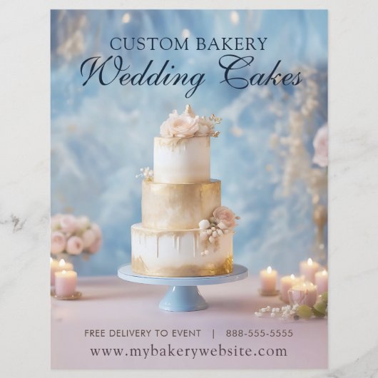 カスタムウェディングケーキベーカリーフライヤーテンプレート チラシ (正面)