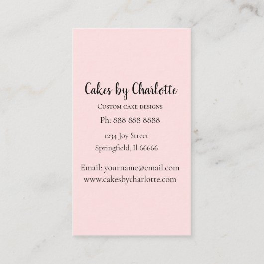 カスタムウェディングケーキベーカリー名刺 名刺 (裏面)