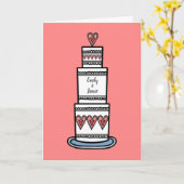 カスタムウェディングケーキ結婚イラストレーションカード カード (黄色い花)