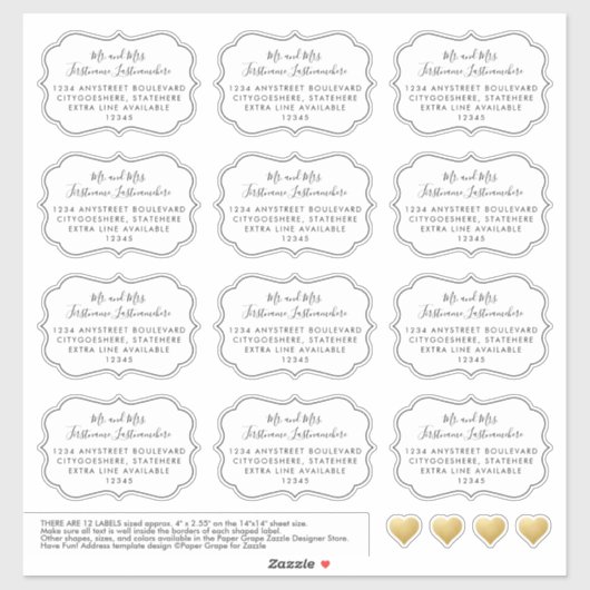 カスタムウェディングゲストアドレス住所 シールシェイプ シール (シート)