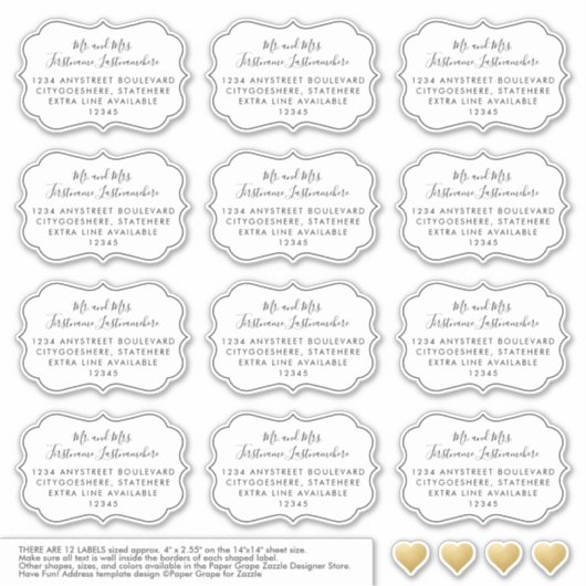 カスタムウェディングゲストアドレス住所 シールシェイプ シール (正面)