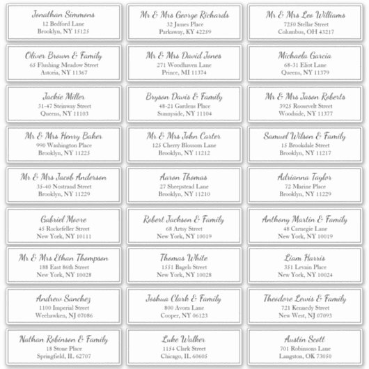 カスタムウェディングゲストブラック縁ど住所 シール (正面)