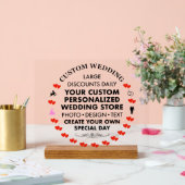 カスタムウェディングサイン8" x 10"アクリル&ウッドスタンド アクリルサイン (ウェディング)