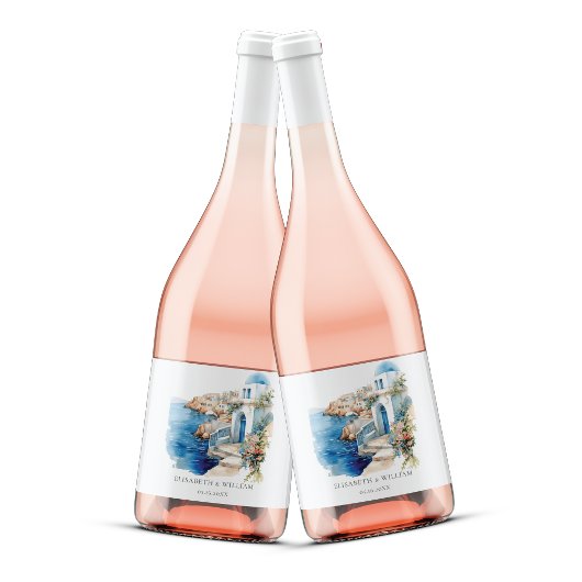 カスタムウェディングサントリーニギリシャ スパークリングワインラベル