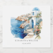 カスタムウェディングサントリーニギリシャ スパークリングワインラベル (シングルラベル)