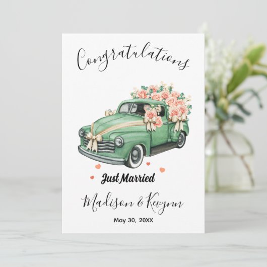 カスタムウェディングシャワーカードたった今結婚しました 招待状 (スタンド正面)