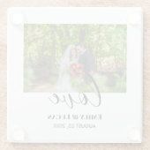 カスタムウェディングシンプルフォトエレガント書道 ガラスコースター (裏面)