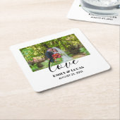 カスタムウェディングシンプルフォトエレガント書道 スクエアペーパーコースター (アングル)
