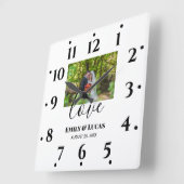 カスタムウェディングシンプルフォトエレガント書道 スクエア壁時計 (傾斜)