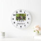 カスタムウェディングシンプルフォトエレガント書道 ラージ壁時計 (ホーム)