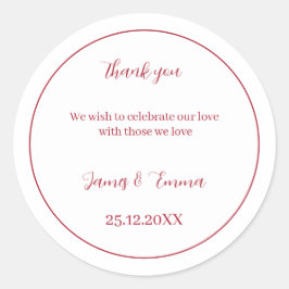 カスタムウェディングシンプルレッド ラウンドシール
