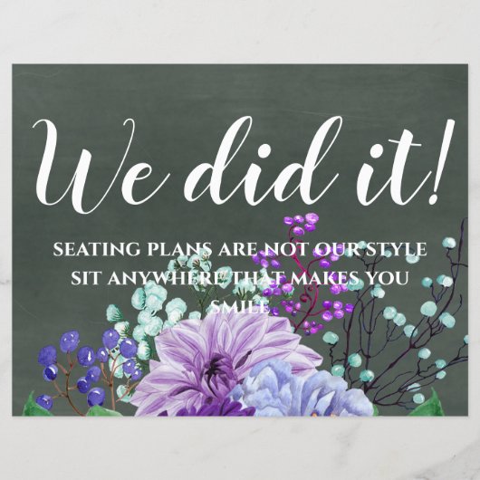 カスタムウェディングシンボルや象徴シャルボードパープルミントフローラ (正面)