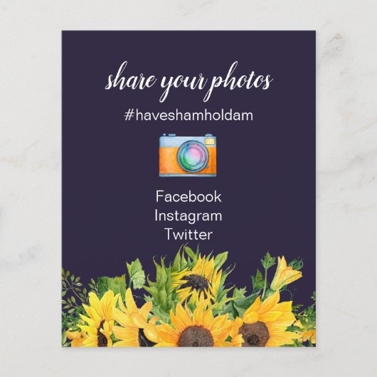 カスタムウェディングシンボルや象徴ネイビーブルーイエローサンフラワー (正面)