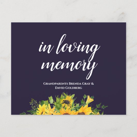 カスタムウェディングシンボルや象徴ネイビーブルーイエローサンフラワー (正面)