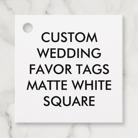 カスタムウェディングスクエアメッセージカード – マットホワイト フェイバータグ (正面)