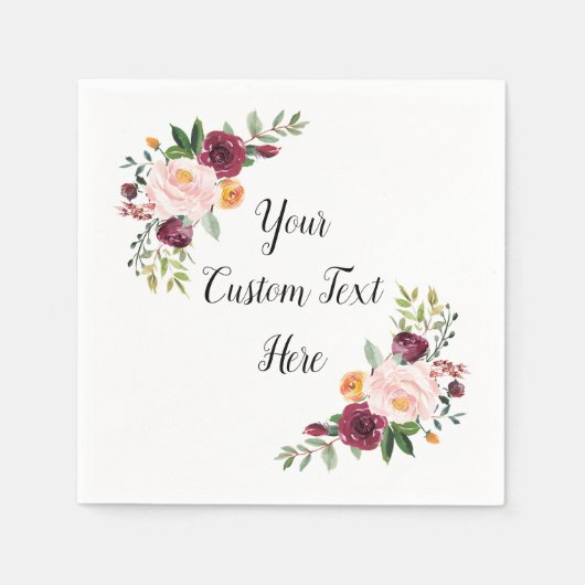 カスタムウェディングセルベトスパーソナライズされた披露宴 スタンダードカクテルナプキン (正面)