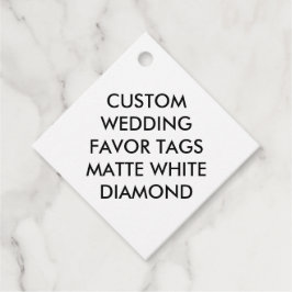カスタムウェディングダイヤモンドメッセージカード – マットホワイト フェイバータグ