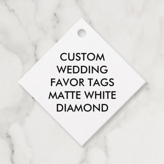 カスタムウェディングダイヤモンドメッセージカード – マットホワイト フェイバータグ (正面)