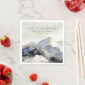 カスタムウェディングテンプレート水彩山 スタンダードカクテルナプキン (インサイチュ)