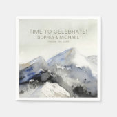 カスタムウェディングテンプレート水彩山 スタンダードカクテルナプキン (正面)