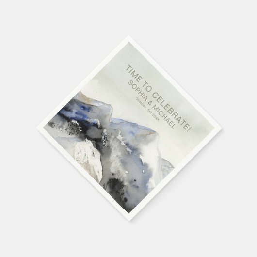 カスタムウェディングテンプレート水彩山 スタンダードカクテルナプキン (角)