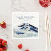 カスタムウェディングテンプレート水彩山 スタンダードカクテルナプキン (インサイチュ)