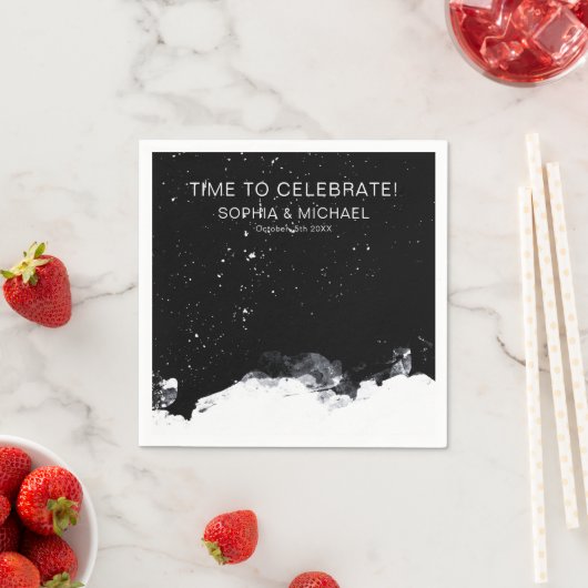 カスタムウェディングテンプレート白黒の冬の雪 スタンダードカクテルナプキン (インサイチュ)