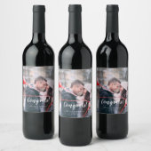 カスタムウェディングデイフォトおめでとう ワインラベル (ボトル)